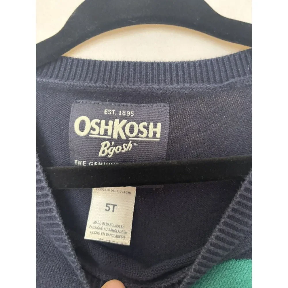 OshKosh B'Gosh, Navy Blue and Green Dino Sweater Boy's Size 5T‎ B1